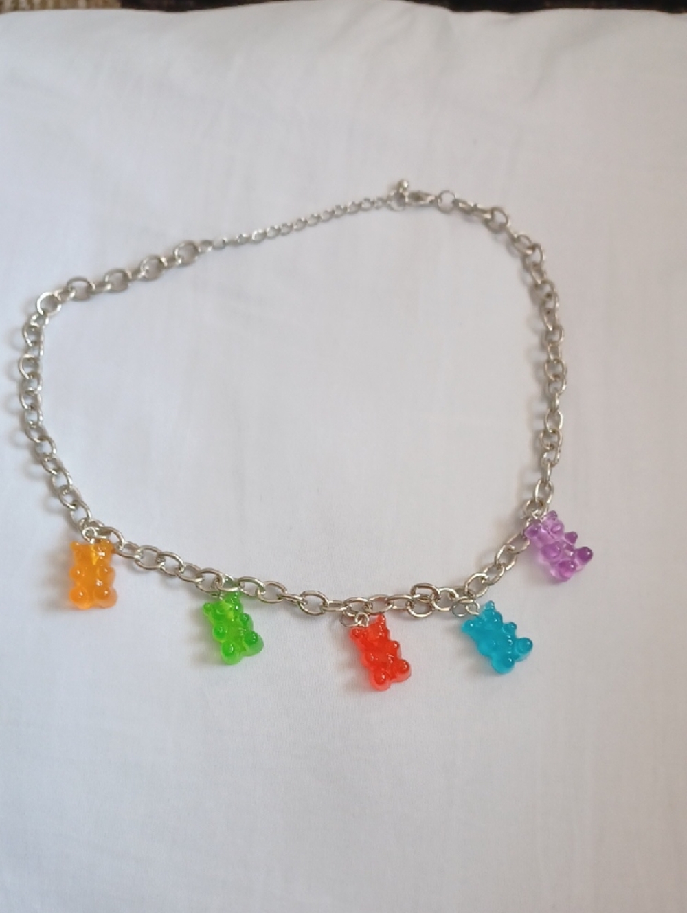 4/$60 Gummy Bear Charm Chain Necklace - Multicolor